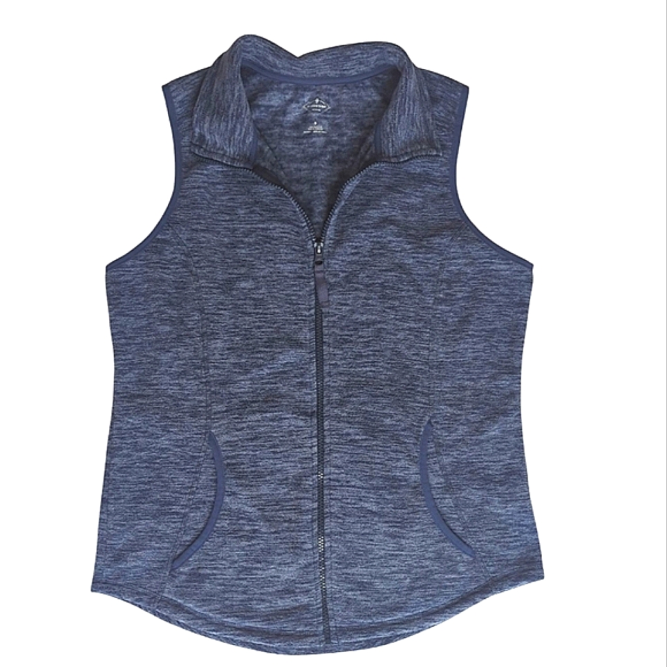St. John's Bay Active Heathered Fleece Vest Small Blue Pockets